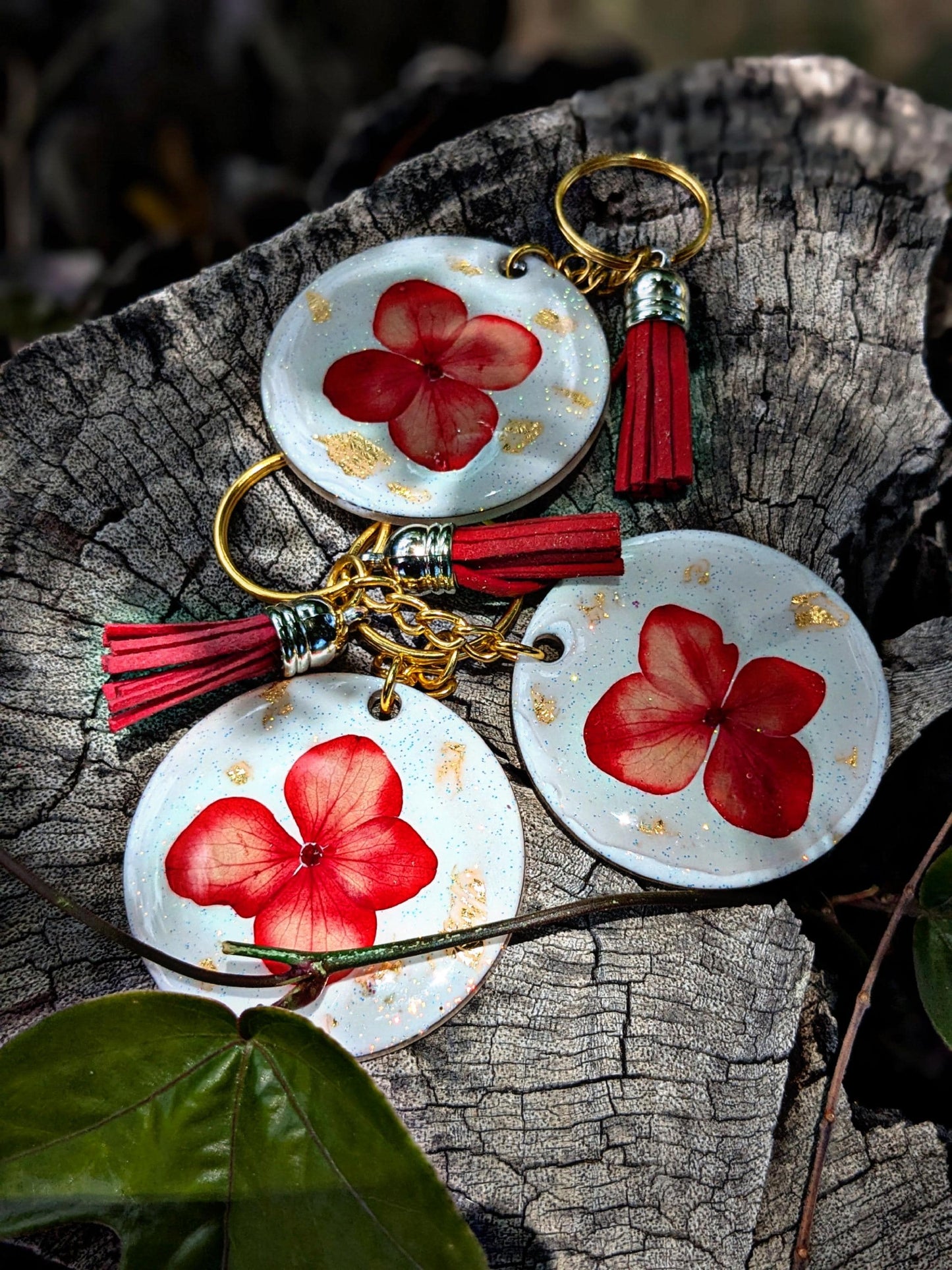 Pressed Flower Resin Keychain Real Floral Charm with Tassel | Botanical Gift for Her | Handmade Nature Accessory