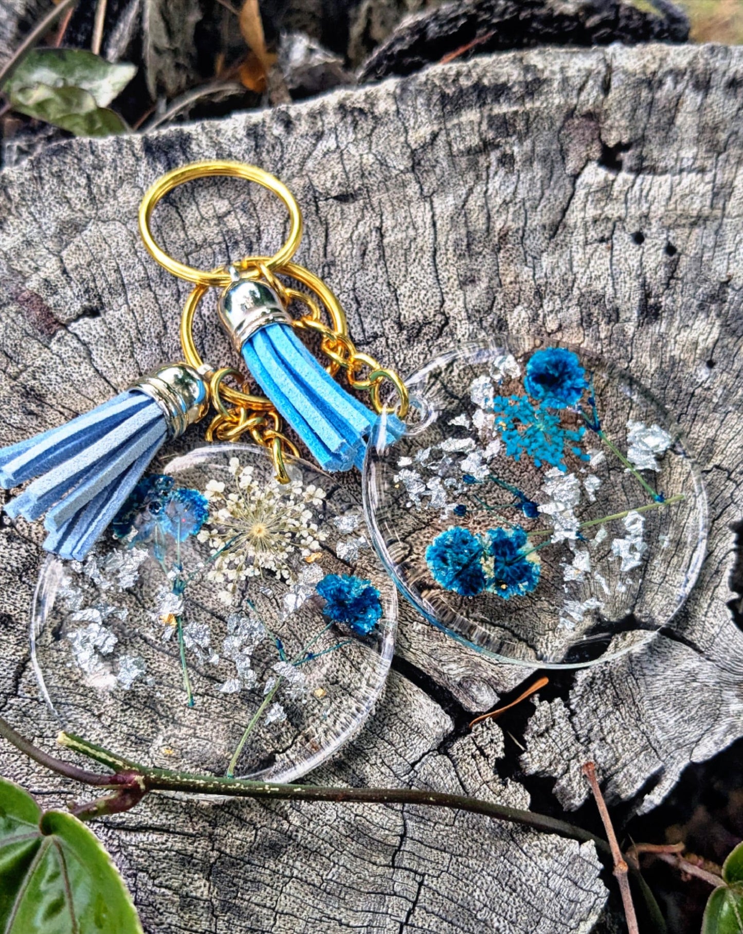 Pressed Flower Resin Keychain Real Floral Charm with Tassel | Botanical Gift for Her | Handmade Nature Accessory