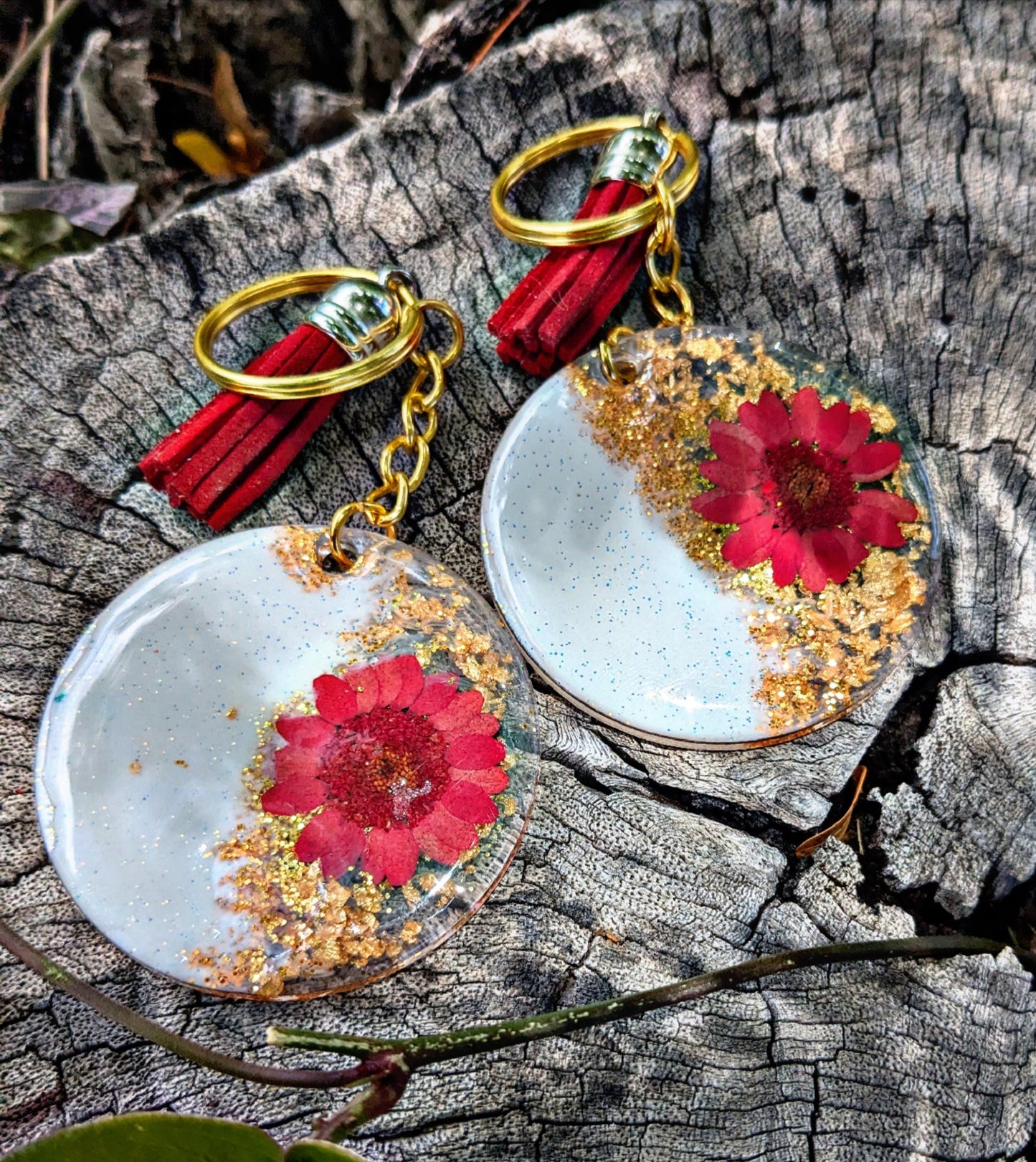 Pressed Flower Resin Keychain  Real Floral Charm with Tassel | Botanical Gift for Her | Handmade Nature Accessory
