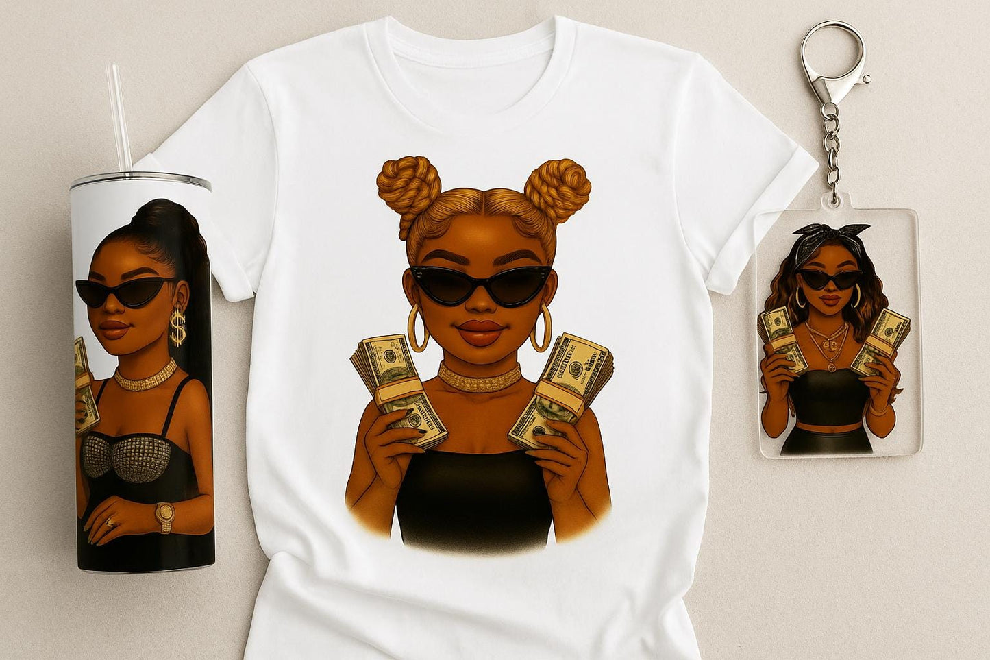 Money Miami Diva PNG Bundle | Afro Glam Girl Clipart | Boss Babe Sublimation Graphics | Black Girl Luxury Art | Cut File for Tumblers & Tees